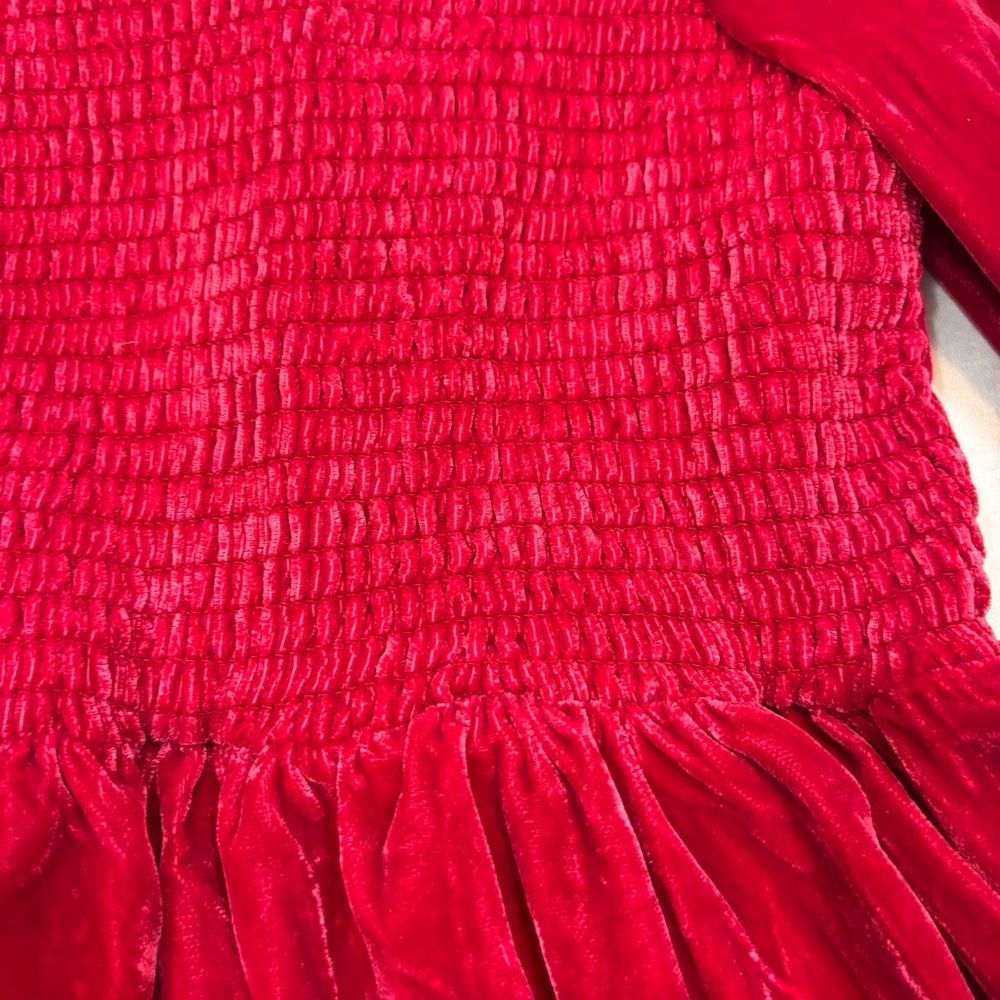 Brand new with Tags Janie and Jack The Velvet Smocked Dress Red Size 10 - Picture 9 of 13